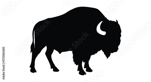 A striking silhouette of a bison facing towards the left side