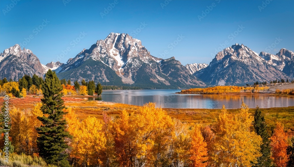 Obraz premium Colter Bay Grand Teton National Park In The Fall Season