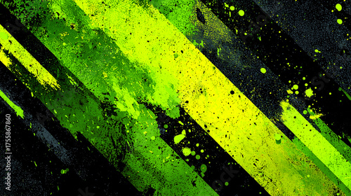蛍光の緑色と黒のグリッチ・グランジの抽象的背景（テクノロジー・ストリート・ノイズ）	