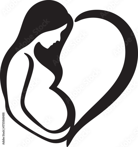 Pregnant Mother Silhouette Vector Illustration	