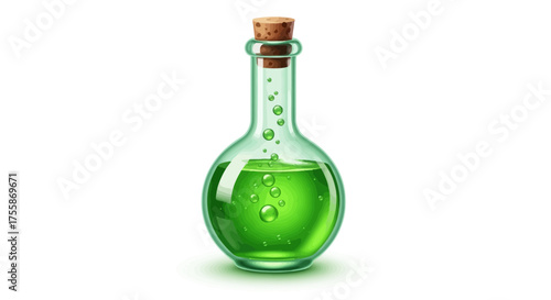 Brew a bit of magic with this captivating green potion in a glass bottle, perfect for fantasy games, Halloween projects, or whimsical designs
