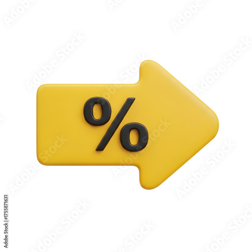 Yellow percent sign illustration icon for sale discount promotion or finance business price rate vector symbol