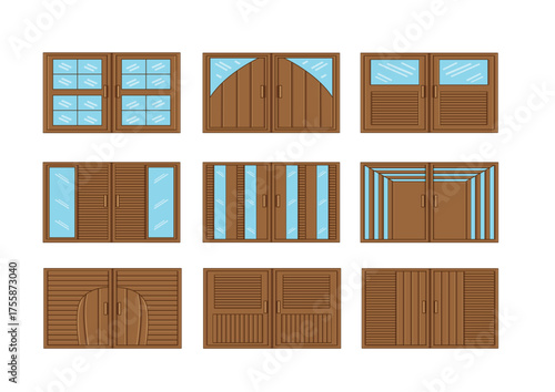 wooden window with glass design on white background illustration vector