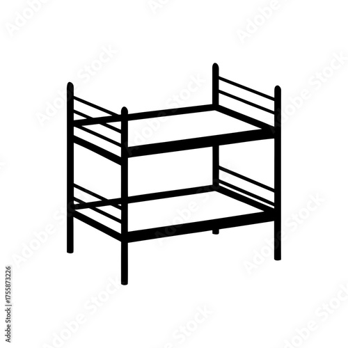 A simple bunk bed frame on transparent background
