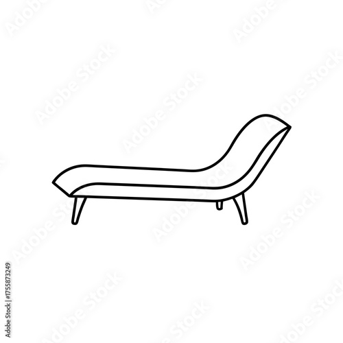 Simple chaise lounge art on transparent background