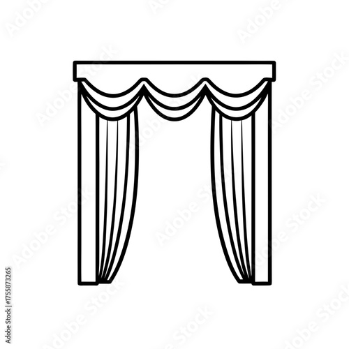 Outline of window curtain on transparent background