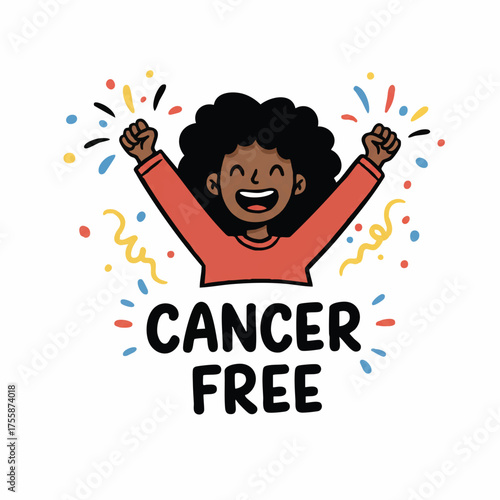 Cheerful child celebrating cancer free status