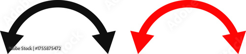 dual sided curve arrow icon set. Double headed curved arrow symbol.  Semicircular curved. Replaceable design. two side arrow icons