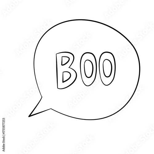 BOO” Text Speech Bubble – Simple Halloween Line Art