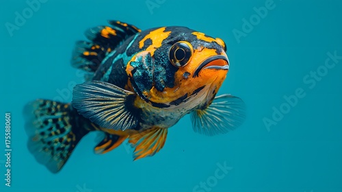 Brightly Colored Exotic Fish Swimming in Clear Blue Water