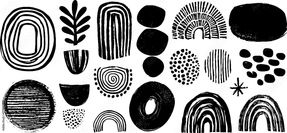 custom made wallpaper toronto digitalAbstract minimalist botanical and geometric shapes for modern design