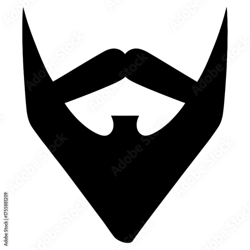V-shaped pointed full beard with chevron mustache silhouette, minimal black icon