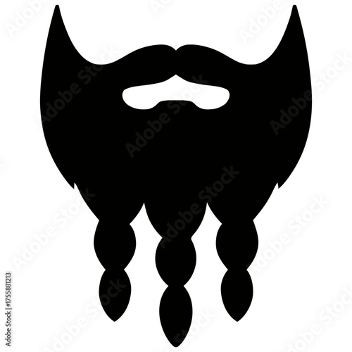 Long full beard with three braids, thick parted mustache, flared sideburns icon