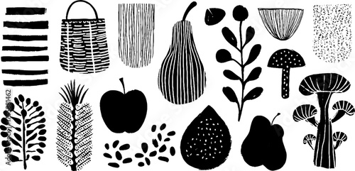 Autumn harvest elements for rustic art and decoration