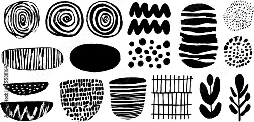 Abstract geometric patterns with waves circles lines for artistic branding and ornament design