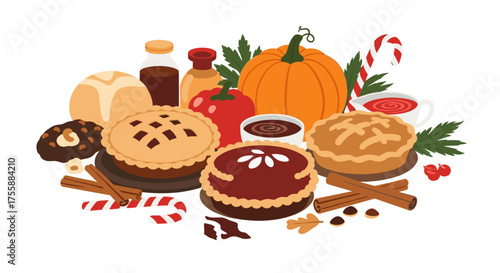 A delightful collection of autumn baked goods and seasonal treats for a festive celebration.