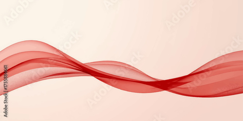 Abstract red wave pattern with smooth color flow and light vector design