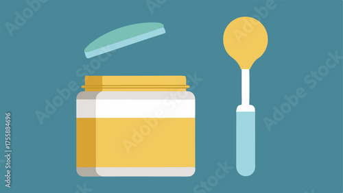 Application Tools An arrangement of tools like a spatula or small s next to the cream jar suggesting how to apply the exosome cream effectively.
