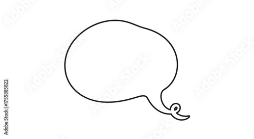 An empty speech bubble with a whimsical curl at the end of its tail.