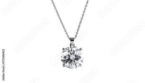 Elegant solitaire diamond pendant necklace in white gold with brilliance