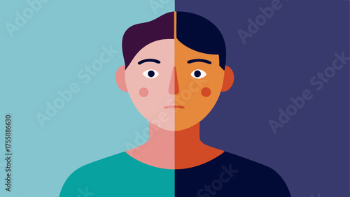 Before and After A splitscreen illustration depicting a person with flushed irritated skin on one side and calm eventoned skin on the other after using exosome treatment.