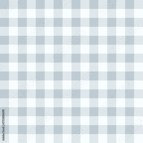 Blue minimal plaid fabric seamless vector texture. Pastel checkered gingham background. Woven textile style plaid pattern. Tartan repeat design for interior, packaging
