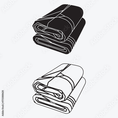 Folded blankets silhouette textile, icon