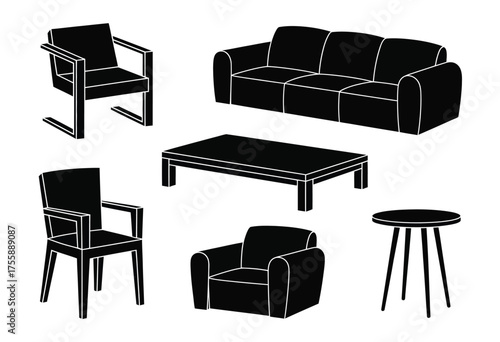Modern furniture vector graphics collection scalable eps icons for interior design projects vector illustration white background