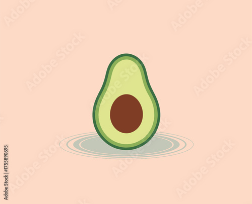 Fresh avocado half with pit simple modern graphic healthy food concept clean dietary nutrition ingredient element