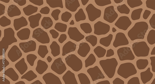 Repeating pattern of giraffe spots in brown and tan colors. .