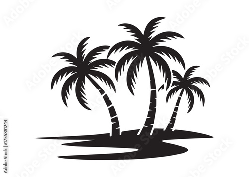 Palm Tree Seaside Beach Icon, Palm Tree Seaside Beach solid Vector