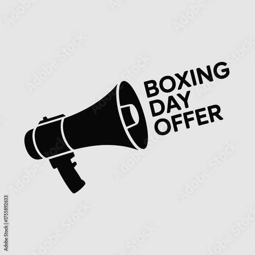Vector illustration of a megaphone announcing boxing day offer scalable eps icon for promotions vector illustration white background