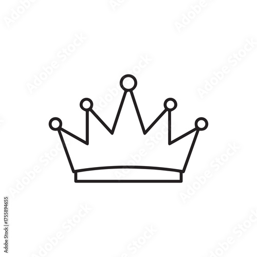 A simple black line art illustration of a royal crown symbol isolated on a plain white background.