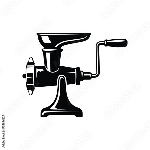 Vintage meat grinder silhouette vector illustration scalable eps icon for food preparation and kitchen design vector illustration white background