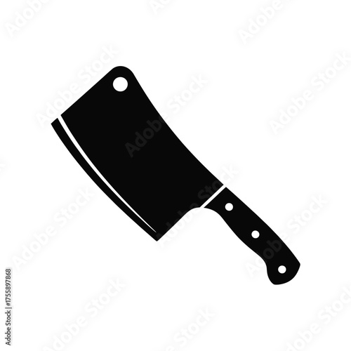Vector silhouette illustration of a meat cleaver kitchen knife scalable eps icon vector illustration white background