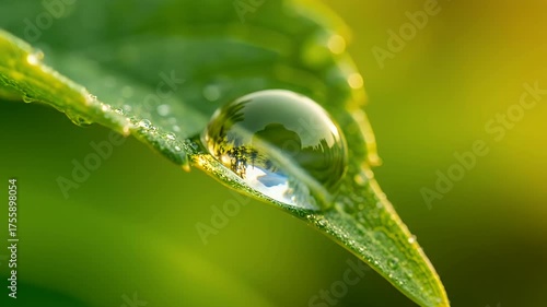 Dew drop on leaf.