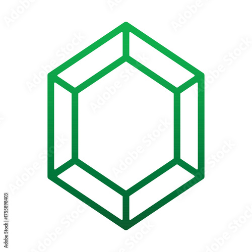 Emerald simple green shiny line icon isolated on a white background vector illustration. Flat vector design. Jewelry, gem, shop, luxury and rich symbol sign. Outline smaragd symbol, logo design.