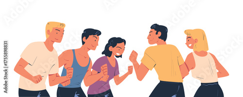 Man and Woman Character Standing In Front of Each Other Vector Illustration