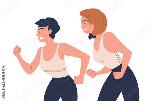 Woman Character Standing Look Aside as Opposition to Somebody Vector Illustration