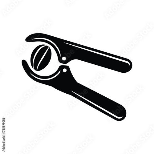 Black silhouette vector illustration of garlic press tool with garlic clove eps icon scalable graphic vector illustration white background