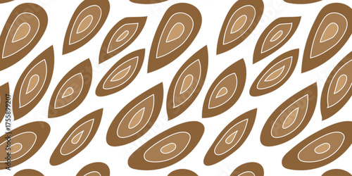 Abstract seamless pattern with organic brown and beige teardrop shapes. Modern decorative background texture for contemporary design