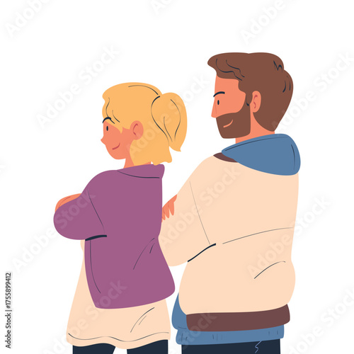 Man and Woman Character Standing Look Aside as Opposition to Somebody Vector Illustration