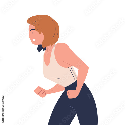 Woman Character Standing Look Aside as Opposition to Somebody Vector Illustration