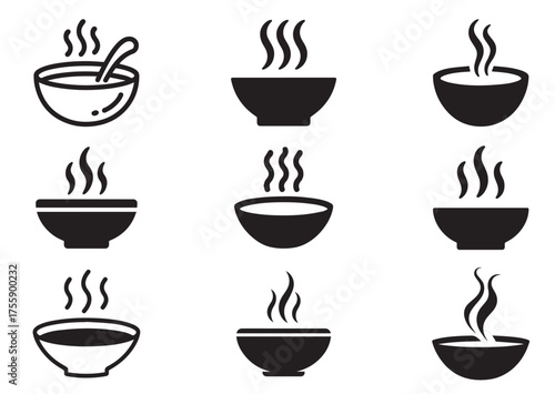Hot soup icon, Hot soup solid Vector