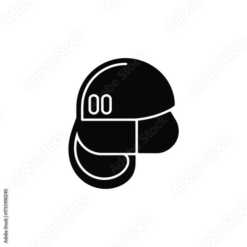 Minimalist black vector illustration of a baseball catcher helmet icon scalable eps graphic vector illustration white background