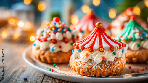 Halloween cookie decorating with colorful frosting and sprinkles on wooden table creating festive treats