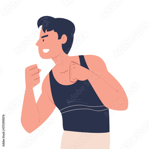 Man Character Standing Look Aside as Opposition to Somebody Vector Illustration