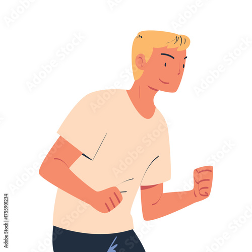 Man Character Standing Look Aside as Opposition to Somebody Vector Illustration