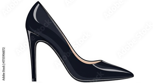 Elegant black high-heeled shoe with a pointed toe, perfect for formal occasions.