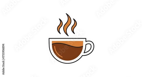 A detailed illustration of a steaming cup of coffee, showcasing the beverage's warmth and aroma.
